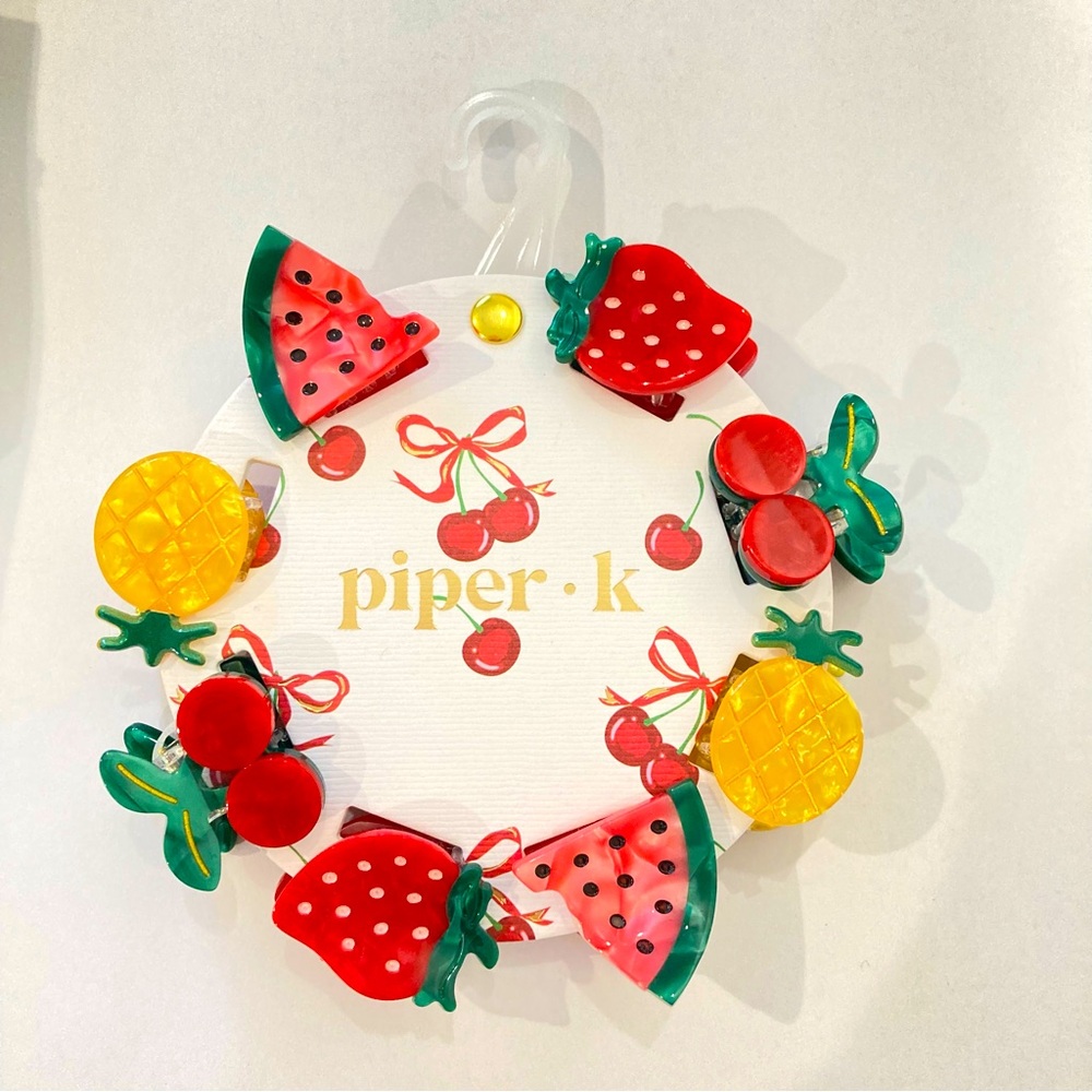 Piper K fruit hair clips pineapple watermelon cherry strawberry tropical fruits